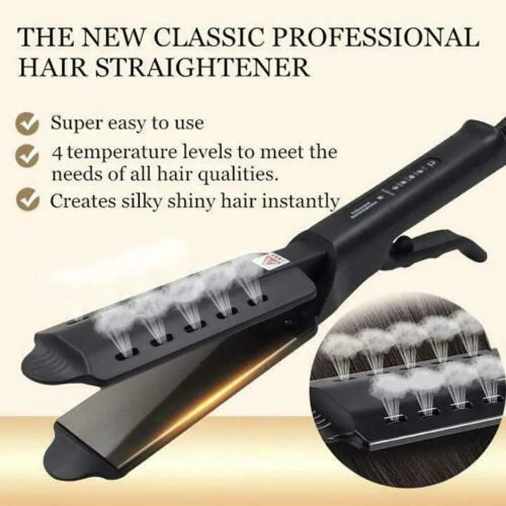 Portable Dual Hair Straightener & Curler - Constant Temp, 4-Gear