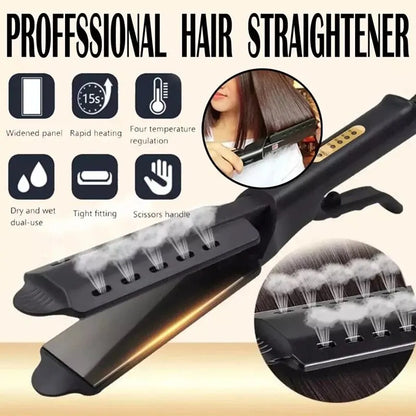 Portable Dual Hair Straightener & Curler - Constant Temp, 4-Gear